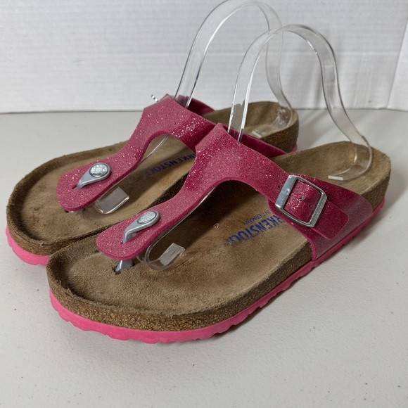 Birkenstock Pink Glitter Gizeh Sandals Women’s Comfort Summer Shoes Size 41 - Picture 2 of 16
